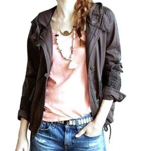 Anthro Anthropologie Sz S Hei Hei Faroe Cropped Anorak Utility Jacket Gray Brown
